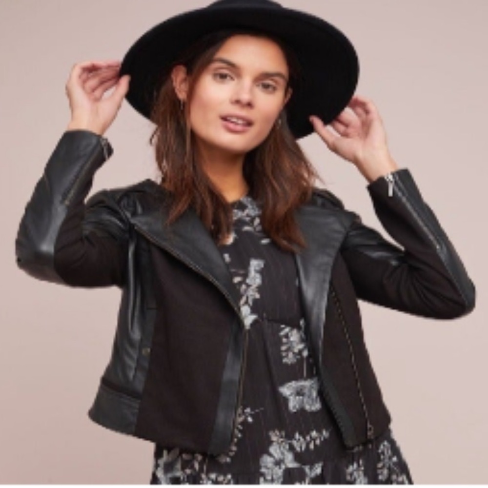 Anthropologie Ett Twa Leather Moto Jacket